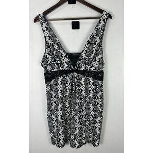Linea Donatella Babydoll Mini Dress Womens Large Black White Lace Y2K Romantic